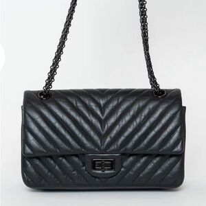 CHANEL Black Aged Lambskin Bag (Medium 2.55 Double Flap)
